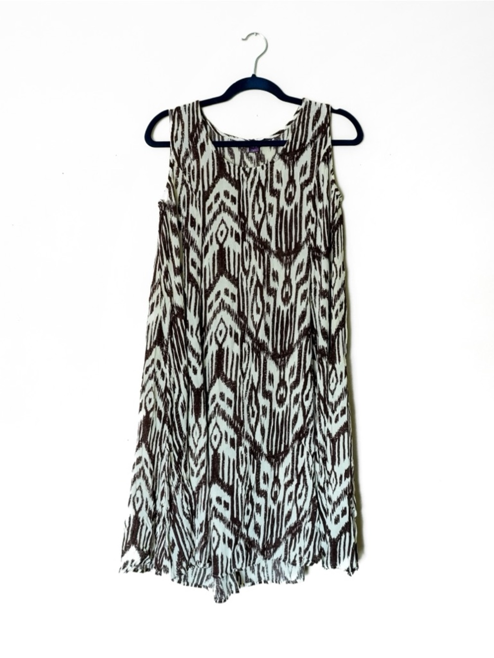 Roamans Abstract Ivory Cream Brown Dress